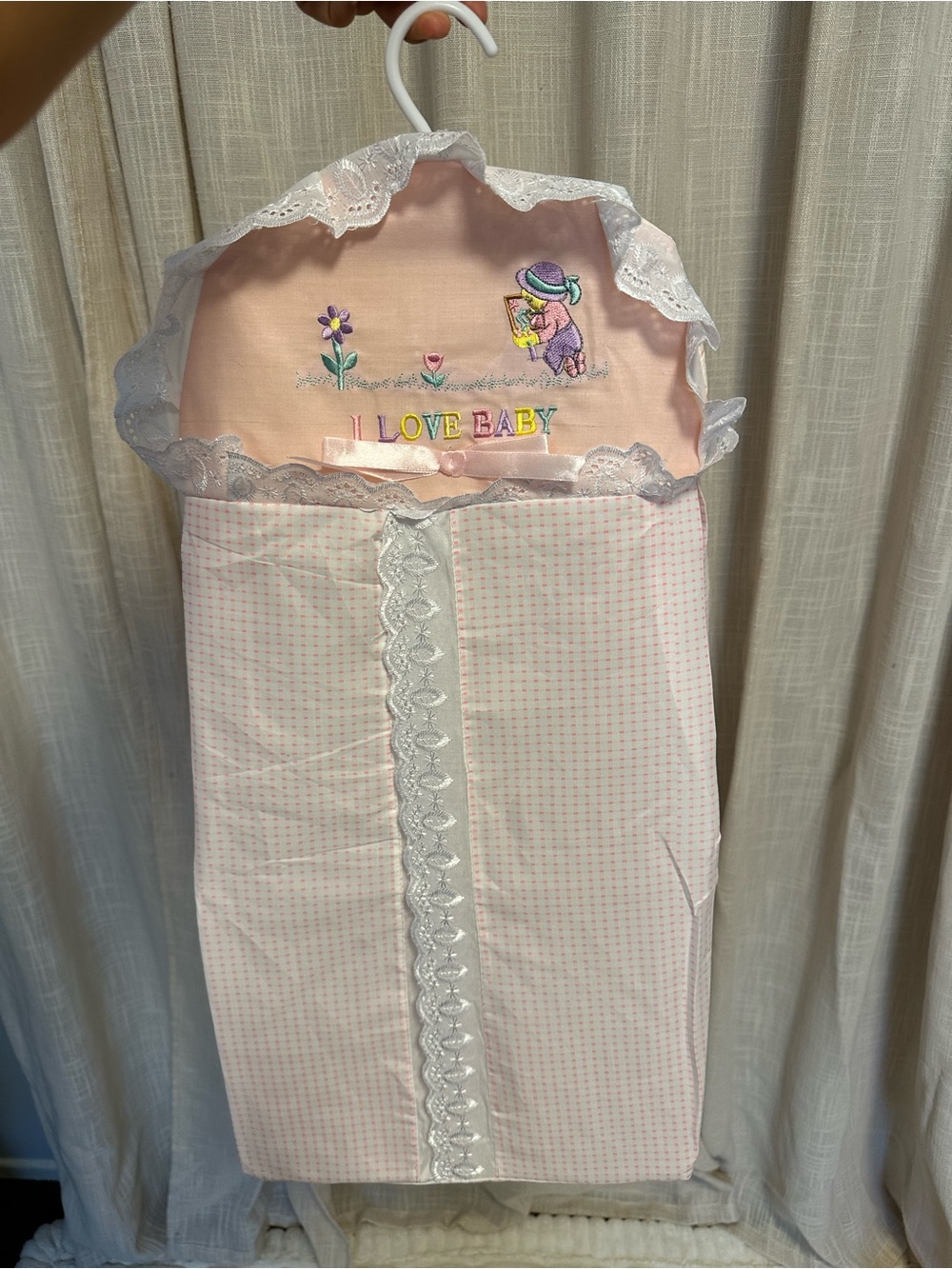 I Love Baby Pink Diaper Stacker Storage